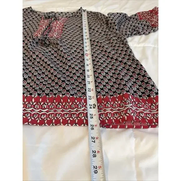 Saint Tropez West Top Womens 2x Boho Red & Blue Colorful 3/4 Length Sleeves - Picture 11 of 11